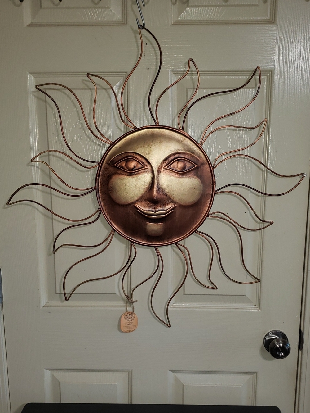 Handcrafted Copper Sun Face Wall Decor - Metal Sunburst Accent